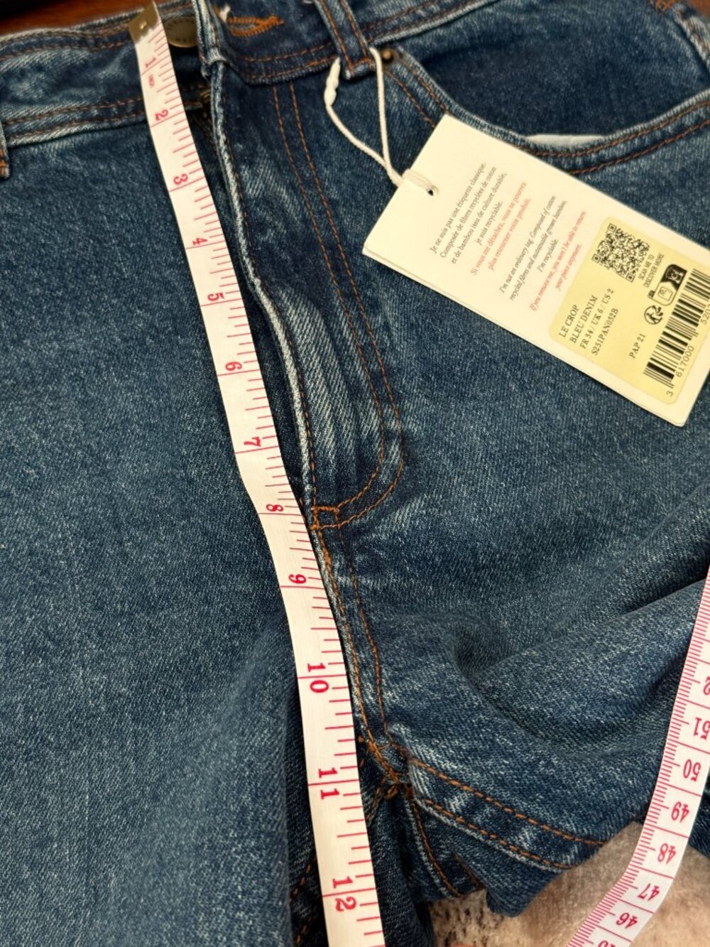 Sézane Le Crop Wide Leg Jeans Size 34 NWT High Rise Cropped Blue Denim 7/8 - Picture 8 of 9